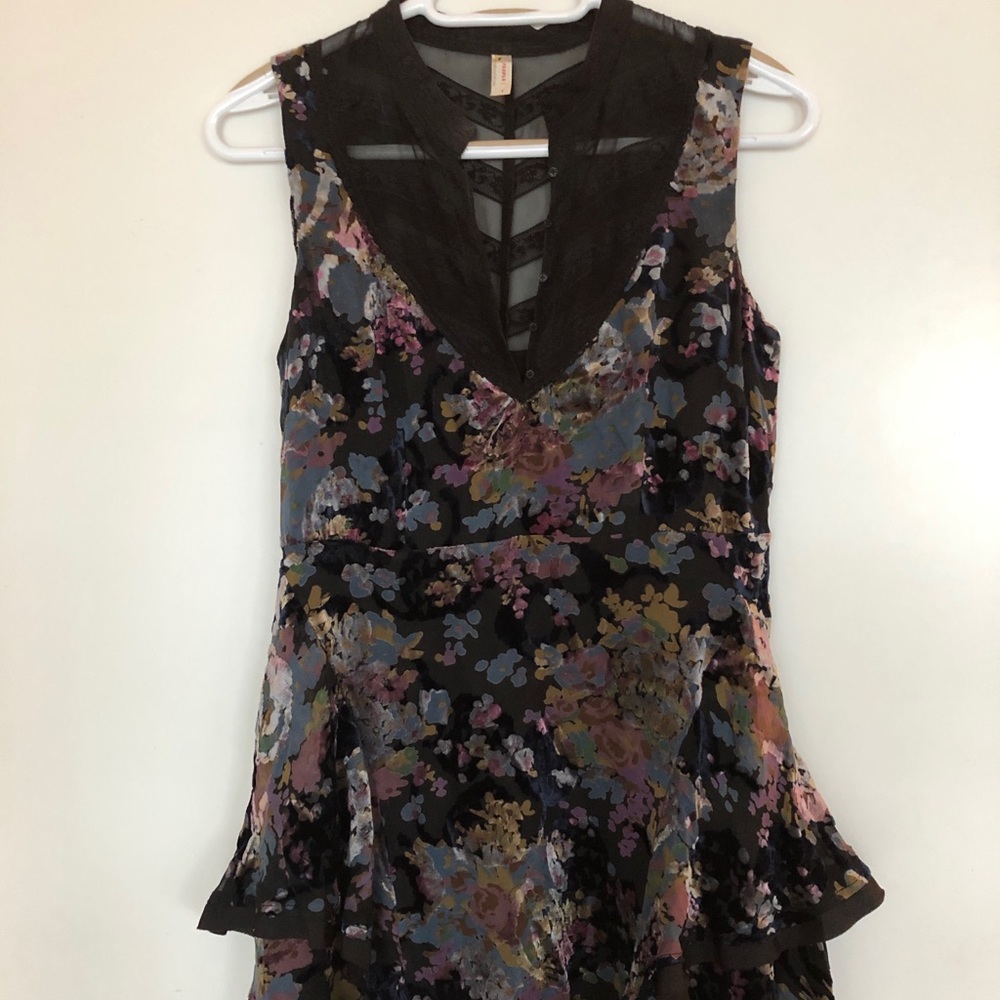 Free People Multicolor Velvet Lace Dress